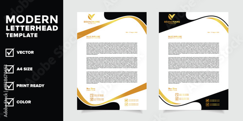 modern gold letterhead design template for business