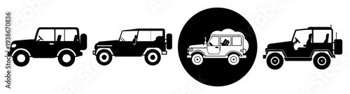 Safari jeep convoy off-road adventure travel flat design vector illustration scalable graphic
