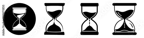 Hourglass sand timer icons set isolated on white background flat design vector illustration