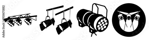 Stage Lighting Equipment Set Flat Design Vector Illustration Icon Pack Scalable Graphic