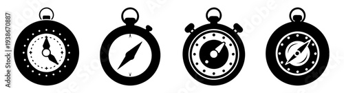 Stopwatch timer icons set in flat design vector illustration for sports and productivity