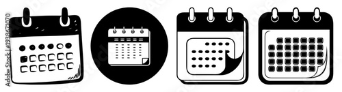 Calendar icons set with dates and events flat design vector illustration scalable graphic