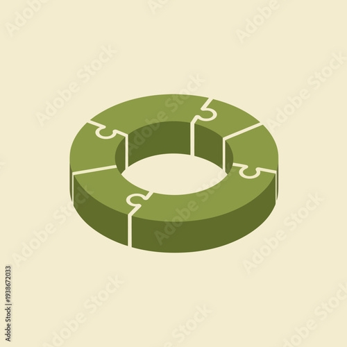 Green Puzzle Ring with Missing Pieces.