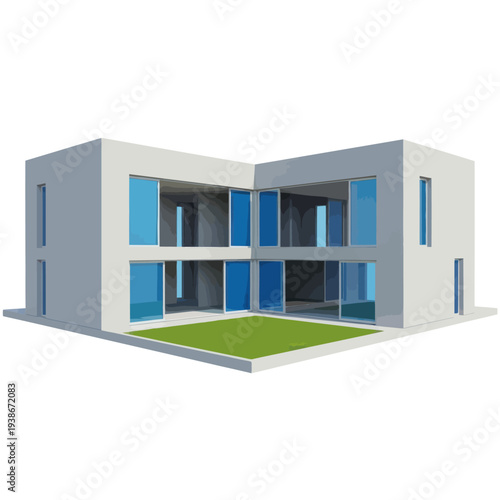 Modern House Architecture 3D Model Design.