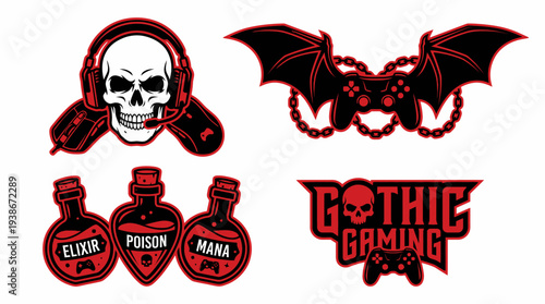 Gothic Gaming Symbols Featuring Skull and Bat