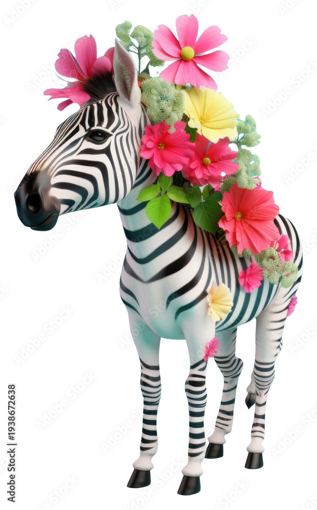 Obraz premium PNG Mammal animal flower zebra.