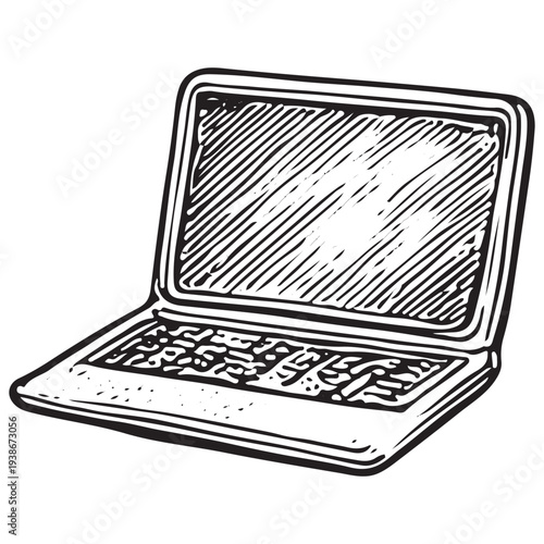 Journalist Laptop Illustration – Digital Newsroom Writing and Online Media Reporting Device