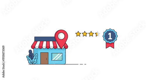 A top-rated local business with a high customer review score and a number one award for excellent service quality.