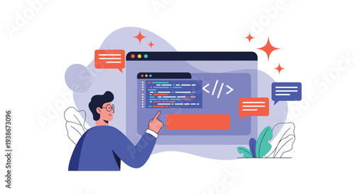 A web developer using a collaborative coding platform with integrated chat for real-time communication and pair programming.