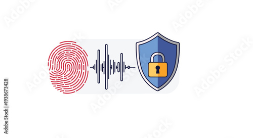 Biometric security authentication concept using a fingerprint scan and voice recognition to unlock a protected system or data.
