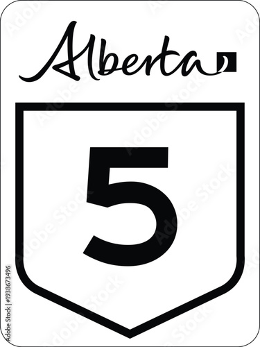 Alberta AB Canada Provincial Highway 5 Road Marker Shield and Road Sign Vector
