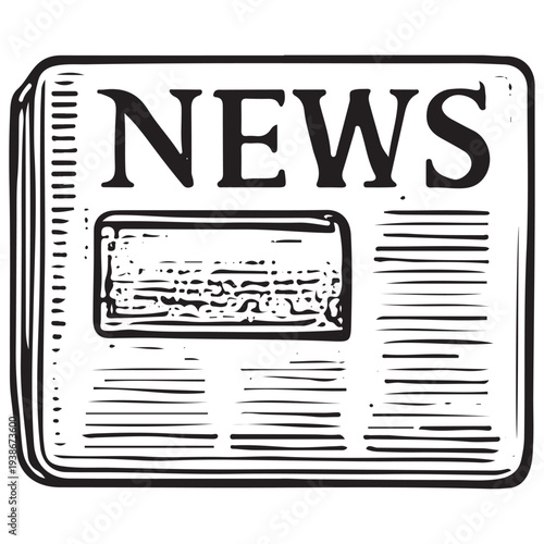 Vintage Newspaper Front Page Engraving Illustration Classic Journalism News Media Publication