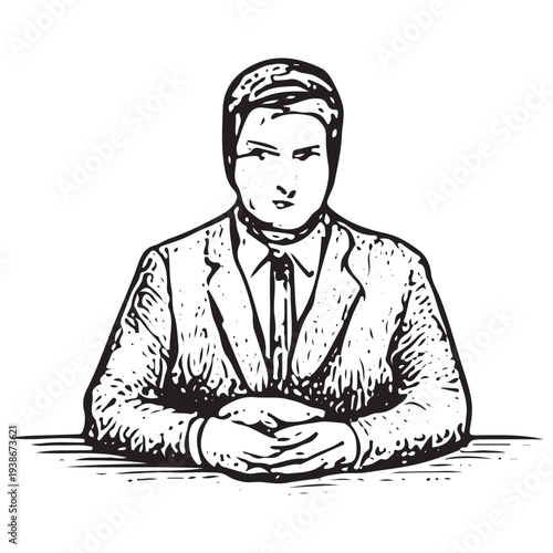 Vintage News Anchor Presenter Engraving Illustration Television Journalism Broadcasting Reporter