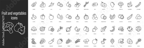 Outline icons of various fruits and vegetables