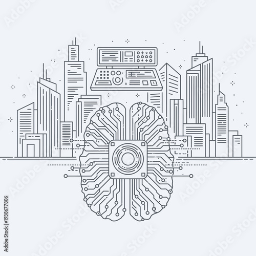 Brain with circuit board design.