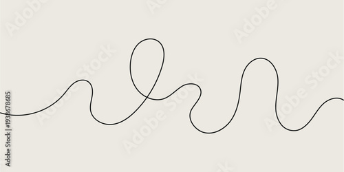 Εκτύπωση καμβά Illustration of simple black line art wavy curve
