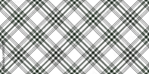 Classic black and white plaid fabric pattern with geometric diamond shapes Vector
