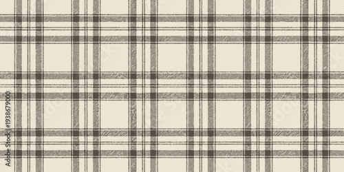 Classic black and white plaid fabric texture with intersecting diagonal lines Vector