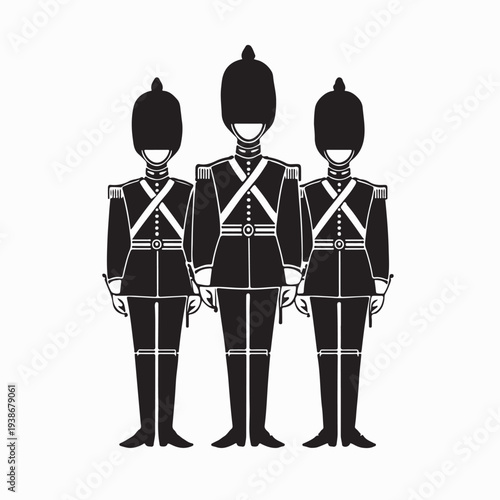 British Royal Guard Standing At Attention Logo Vector On White Background