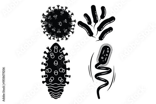 Virus and Bacteria Microbe Icon Set