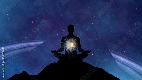 Wallpaper Mural Meditation Silhouette with Radiant Inner Light  Spiritual Energy and Cosmic Connection on Hilltop Torontodigital.ca