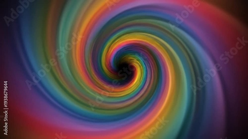 Vibrant rainbow colored spiral vortex on dark background