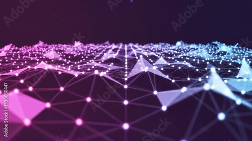 Abstract digital network visualization with glowing data points and lines