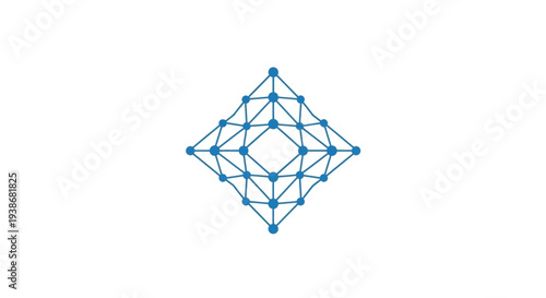 Blue Geometric Shape with Interconnected Lines.