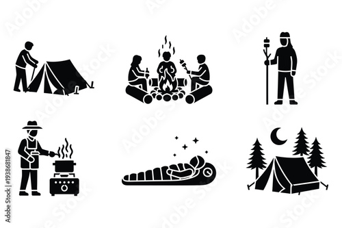 Camping and Outdoor Activities Icon Set
