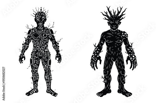 Mythical Humanoid Creatures Illustration Set