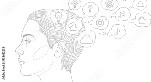 Woman with thoughts and ideas.