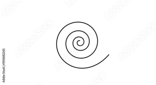 Black spiral line art design element.