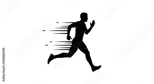 Man Running Fast in Motion Silhouette.