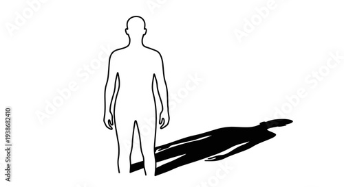 Man standing with long shadow cast.