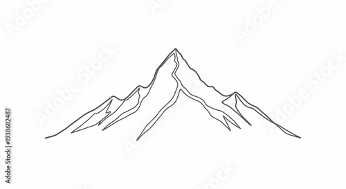 Mountain peaks in a line drawing.