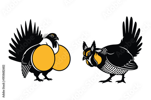 Grouse Bird Icons: Displaying Male and Female
