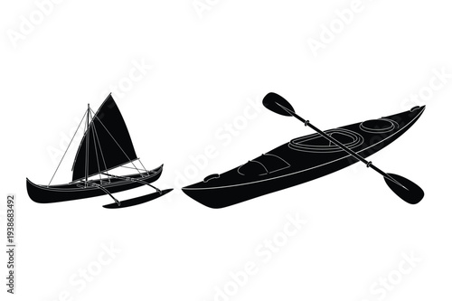 Sailing Outrigger Canoe and Kayak with Paddle