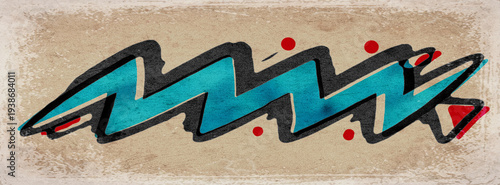 Blue Abstract Scribble Lettering on Retro Paper