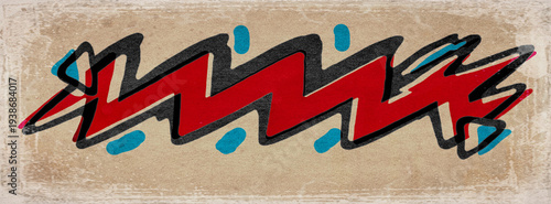 Red Abstract Scribble Lettering on Retro Paper