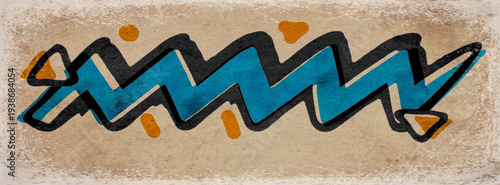 Blue Abstract Scribble Lettering on Retro Paper