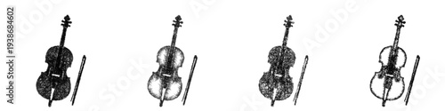 Sketch cello icon design set