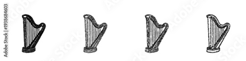 Sketch harp icon design set