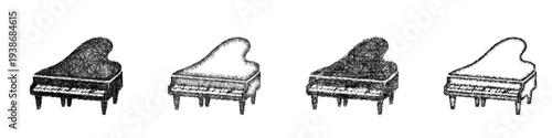 Sketch piano icon design set