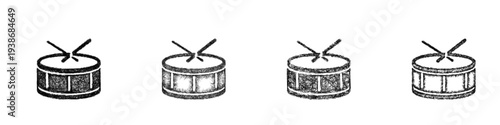 Sketch drum icon design set