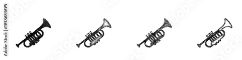 Sketch trumpet icon design set