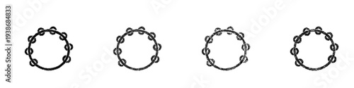 Sketch tambourine icon design set