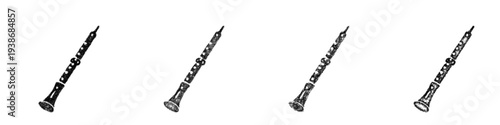 Sketch oboe icon design set