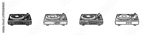Sketch dj turntable icon design set