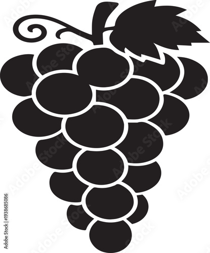 A vibrant vector illustration of a sweet and juicy bunch of purple grapes hanging from a green grapevine branch with autumn leaves