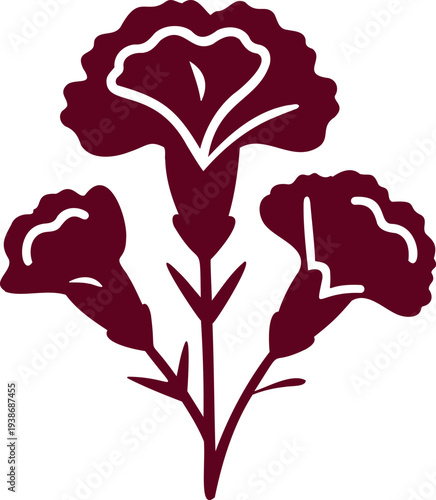 Elegant crimson carnation flowers flourish in simple design, evoking classic floral beauty with modern sensibilities